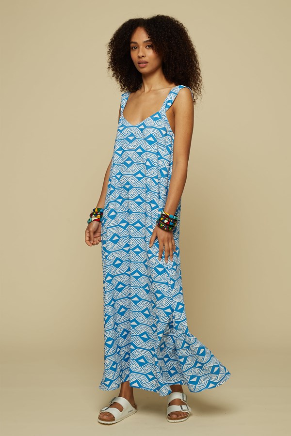 EPOS MAXI DRESS (Blue Chain&Triangles)