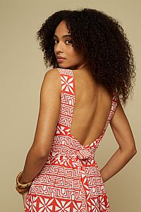 ATTICO MAXI DRESS (Red Labyrinth&Flowers)