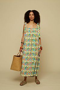 FORMA MAXI DRESS (Beige Abstract Labyrinth)