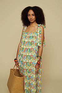 FORMA MAXI DRESS (Beige Abstract Labyrinth)