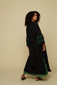KIMONO ATTICO (BLACK/GREEN EMBROIDERED)