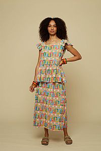 KYKLOS TOP  (PINK ABSTRACT LABYRINTH PRINT)