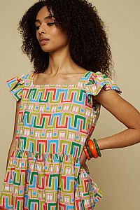 KYKLOS TOP  (PINK ABSTRACT LABYRINTH PRINT)