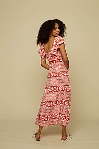 TECTON SKIRT (RED LABYRINTH&FLOWERS PRINT)