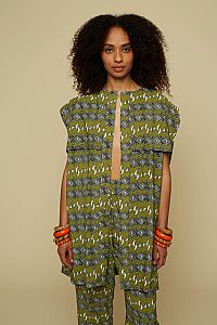 HENIOCHUS PANTS (GREEN JEWELLERY&HORSES PRINT)