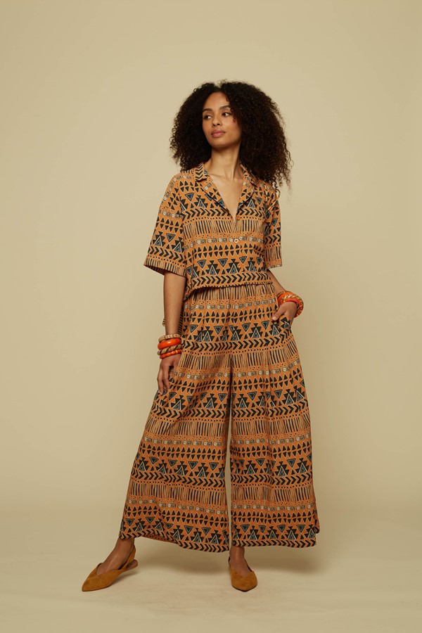 SCHEMA PANTS (BROWN ABSTRACT GEOMETRY PRINT)