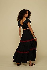 ANATHEMA MAXI SKIRT (BLACK/RED EMBROIDERED)